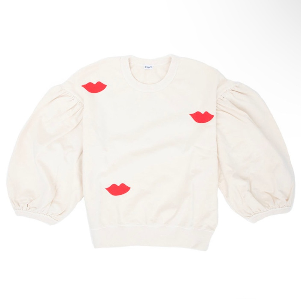 Clare Vivier sweatshirt 💋 Poppy Lips Sweatshirt Lips.  Cream and Red size M